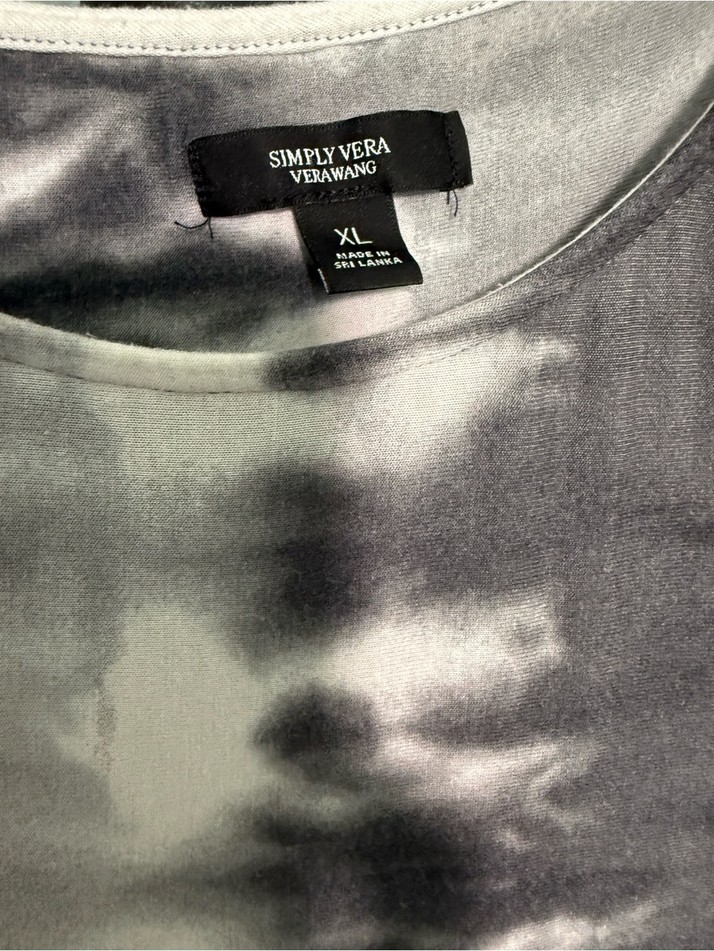 Simply Vera Vera Wang Gray and Black Tie-Dye Short Sleeve Tee